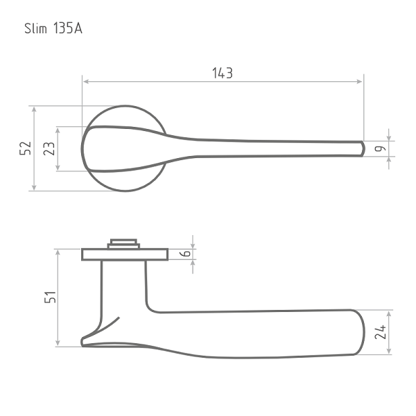 Ручка дверная Slim 135А матовый никель