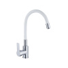Смеситель для кухни, гибкий силиконовый излив, латунь VALFEX Estreya Chrome White