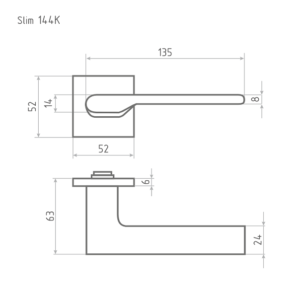Ручка дверная Slim 144К графит