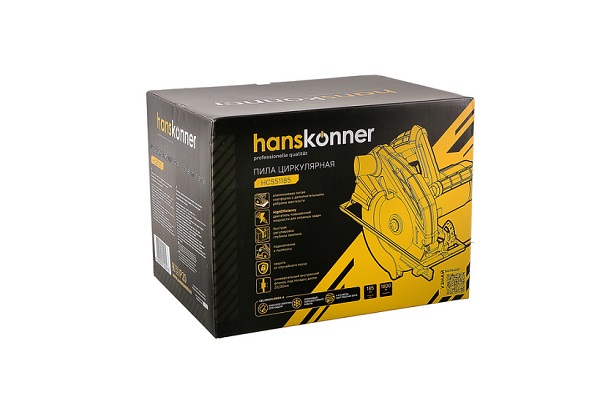 Пила циркулярная Hanskonner HCS51185 (1800Вт, ТПД 185х20мм,пропил 63мм, 4м рез.кабель) коробка